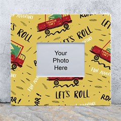 Childish-seamless-pattern-with-dino-driver White Wall Photo Frame 5  X 7 