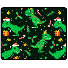 Christmas-funny-pattern Dinosaurs Fleece Blanket (medium) by Vaneshart