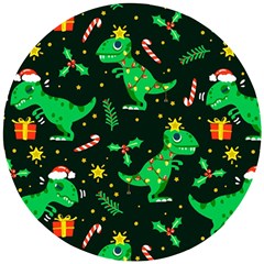 Christmas-funny-pattern Dinosaurs Wooden Puzzle Round by Vaneshart