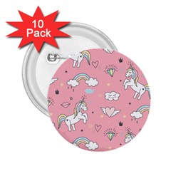 Cute-unicorn-seamless-pattern 2 25  Buttons (10 Pack)  by Vaneshart