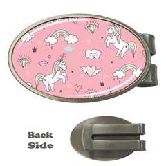 Cute-unicorn-seamless-pattern Money Clips (oval)  by Vaneshart