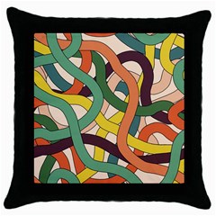 Snake Stripes Intertwined Abstract Throw Pillow Case (black) by Vaneshop