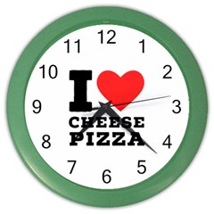 I Love Cheese Pizza Color Wall Clock by ilovewhateva