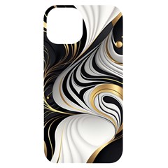 Pattern Gold Marble Iphone 14 Black Uv Print Case by Vaneshop