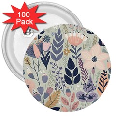 Flower Floral Pastel 3  Buttons (100 Pack) 