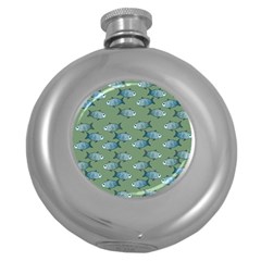 Fishes Pattern Background Theme Round Hip Flask (5 Oz)