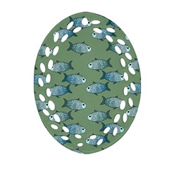 Fishes Pattern Background Theme Ornament (oval Filigree)