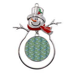 Fishes Pattern Background Theme Metal Snowman Ornament by Vaneshop
