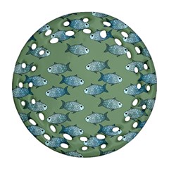 Fishes Pattern Background Theme Ornament (round Filigree) by Vaneshop