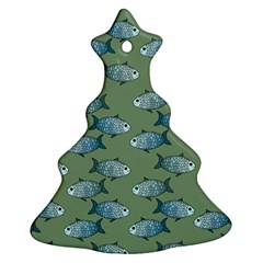 Fishes Pattern Background Theme Christmas Tree Ornament (two Sides) by Vaneshop