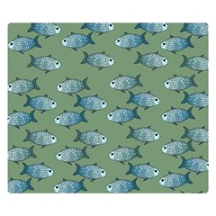 Fishes Pattern Background Theme Two Sides Premium Plush Fleece Blanket (small) by Vaneshop
