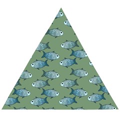 Fishes Pattern Background Theme Wooden Puzzle Triangle by Vaneshop