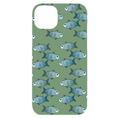 Fishes Pattern Background Theme Iphone 14 Plus Black Uv Print Case by Vaneshop