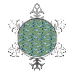 Fishes Pattern Background Theme Metal Small Snowflake Ornament by Vaneshop