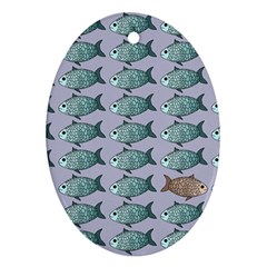 Fishes Pattern Background Theme Art Ornament (oval) by Vaneshop