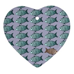 Fishes Pattern Background Theme Art Ornament (heart) by Vaneshop