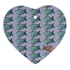 Fishes Pattern Background Theme Art Ornament (heart)