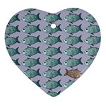 Fishes Pattern Background Theme Art Ornament (Heart) Front