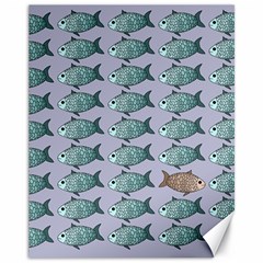 Fishes Pattern Background Theme Art Canvas 11  X 14 