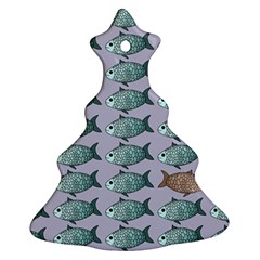 Fishes Pattern Background Theme Art Christmas Tree Ornament (two Sides) by Vaneshop