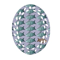 Fishes Pattern Background Theme Art Ornament (oval Filigree) by Vaneshop