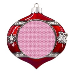 Pattern Print Floral Geometric Metal Snowflake And Bell Red Ornament