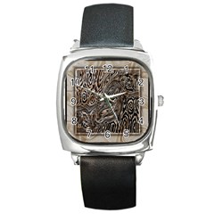 Zebra Abstract Background Square Metal Watch by Vaneshop