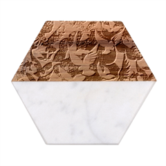 Bird Animal Animal Background Marble Wood Coaster (Hexagon) 