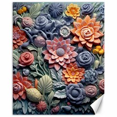 3d Flower Bloom Embossed Pattern Canvas 11  X 14  by Vaneshop