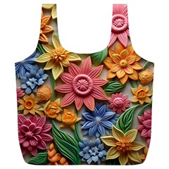 Flower Bloom Embossed Pattern Full Print Recycle Bag (xl)