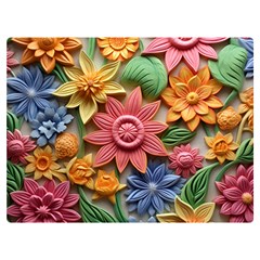 Flower Bloom Embossed Pattern Two Sides Premium Plush Fleece Blanket (extra Small) by Vaneshop