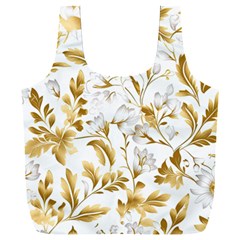 Flowers Gold Floral Full Print Recycle Bag (xxxl) by Vaneshop