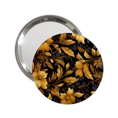 Flower Gold Floral 2 25  Handbag Mirrors by Vaneshop