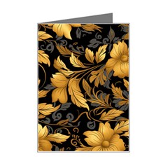 Flower Gold Floral Mini Greeting Card by Vaneshop