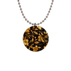 Flower Gold Floral 1  Button Necklace