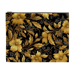 Flower Gold Floral Cosmetic Bag (xl) by Vaneshop