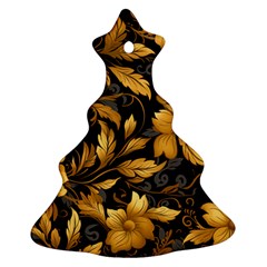 Flower Gold Floral Christmas Tree Ornament (two Sides) by Vaneshop