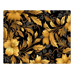 Flower Gold Floral Two Sides Premium Plush Fleece Blanket (large)