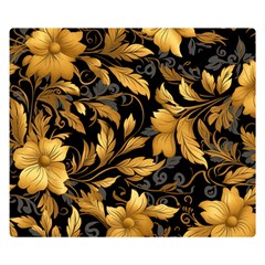 Flower Gold Floral Premium Plush Fleece Blanket (small)