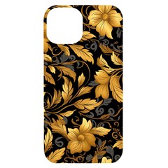 Flower Gold Floral Iphone 14 Black Uv Print Case