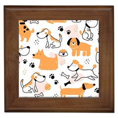 Seamless Pattern Of Cute Dog Puppy Cartoon Funny And Happy Framed Tile