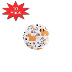 Seamless Pattern Of Cute Dog Puppy Cartoon Funny And Happy 1  Mini Magnet (10 Pack) 