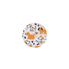 Seamless Pattern Of Cute Dog Puppy Cartoon Funny And Happy 1  Mini Buttons