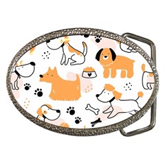 Seamless Pattern Of Cute Dog Puppy Cartoon Funny And Happy Belt Buckles