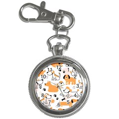 Seamless Pattern Of Cute Dog Puppy Cartoon Funny And Happy Key Chain Watches