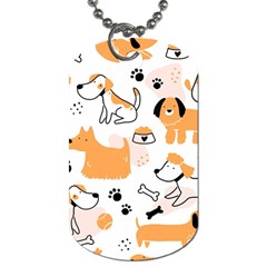 Seamless Pattern Of Cute Dog Puppy Cartoon Funny And Happy Dog Tag (one Side)