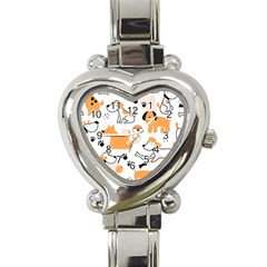 Seamless Pattern Of Cute Dog Puppy Cartoon Funny And Happy Heart Italian Charm Watch