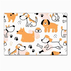 Seamless Pattern Of Cute Dog Puppy Cartoon Funny And Happy Postcard 4 x 6  (pkg Of 10) by Wav3s