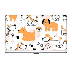 Seamless Pattern Of Cute Dog Puppy Cartoon Funny And Happy Business Card Holder