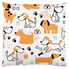 Seamless Pattern Of Cute Dog Puppy Cartoon Funny And Happy Standard Premium Plush Fleece Cushion Case (one Side)